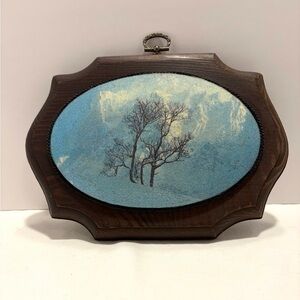 Wood Framed Winter Tree Wall Art in Blue